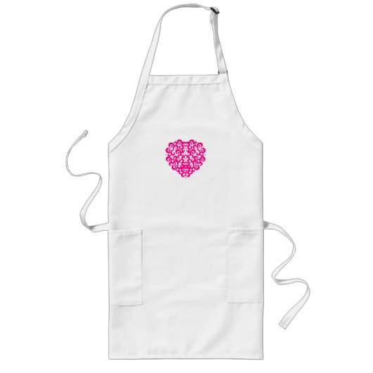 bright heart apron in fuchsia lang schort (Voorkant)