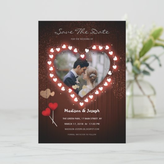 Bright Heart lijst Bewaar de datum uitnodigingskaa Save The Date (Staand voorkant)