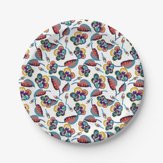 Bright Hibiscus Pattern Papieren Bordje (Voorkant)