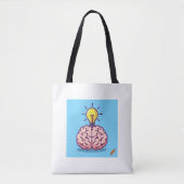 Bright Ideas Canvas tas: Cartoon Brain en Lightbul Draagtas (Voorkant)