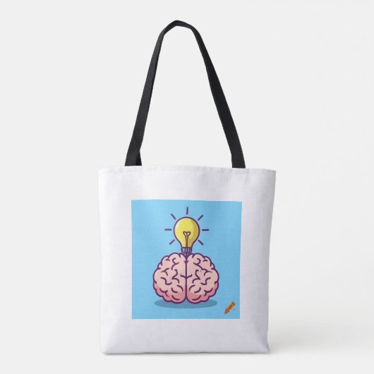 Bright Ideas Canvas tas: Cartoon Brain en Lightbul Draagtas (Achterkant)