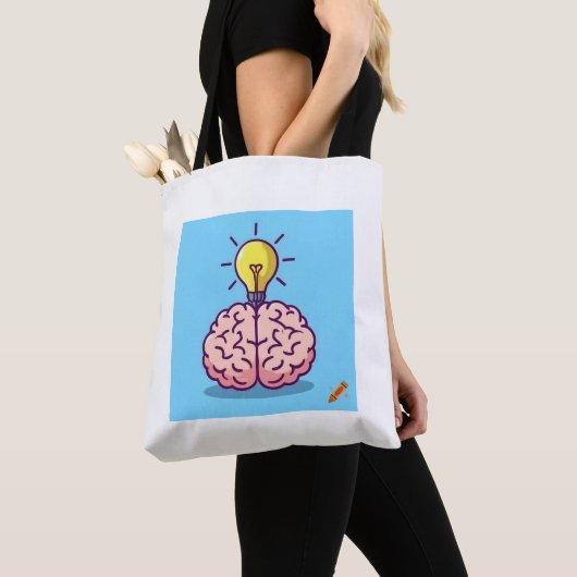 Bright Ideas Canvas tas: Cartoon Brain en Lightbul Draagtas (Dichtbij)