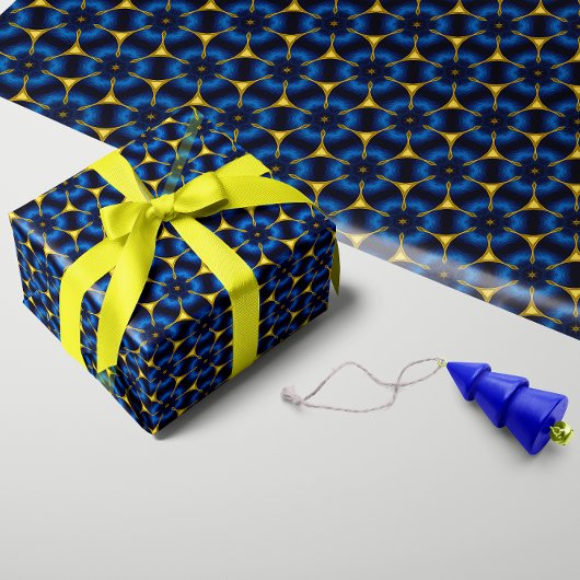 Bright Indigo Blue en Gold Cadeaupapier