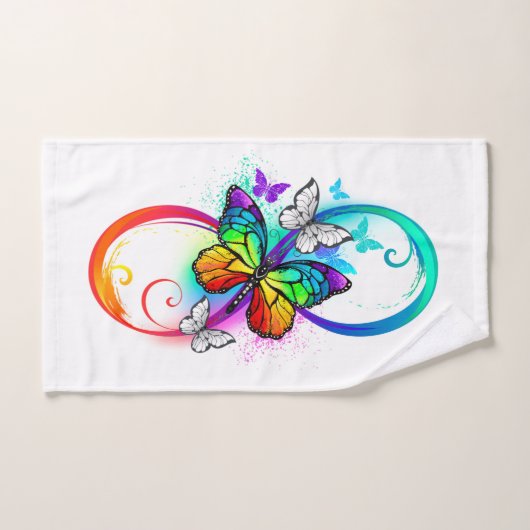 Bright infinity with rainbow butterfly (Serviette à main)