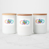 Bright infinity with rainbow butterfly voedselcontainer etiket (Flessen)