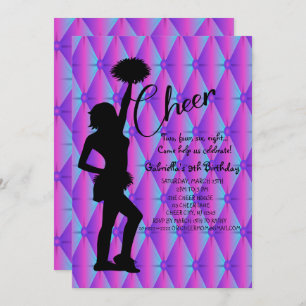 Bright Iridescent Silouhette Cheerleader Birthday Kaart