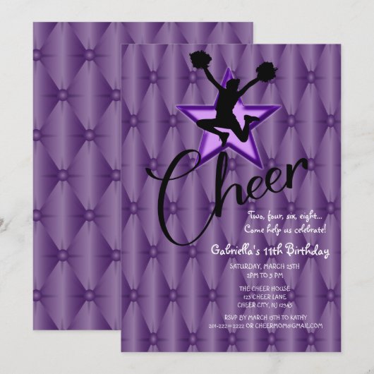 Bright Iridescent Silouhette Cheerleader Birthday Kaart (Voorkant / Achterkant)