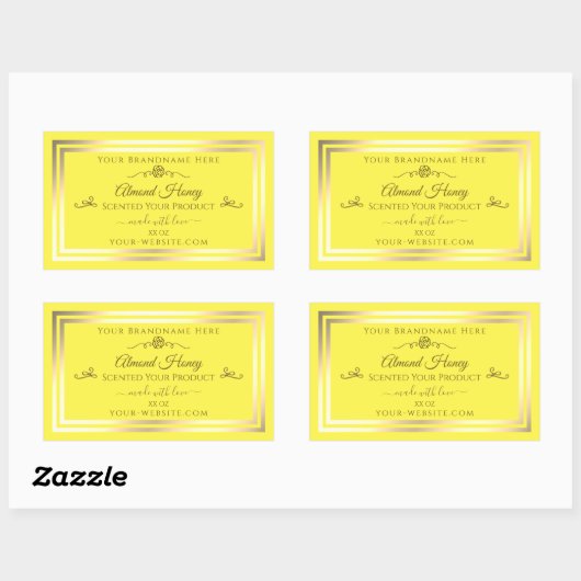 Bright Jaune Produit Étiquette Gold Shimmer Cadre (Feuille)