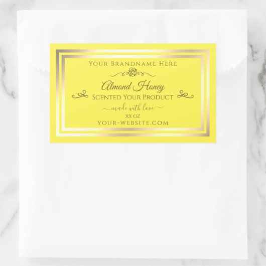 Bright Jaune Produit Étiquette Gold Shimmer Cadre (Sac)