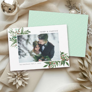 Bright Joy Merry & Married Mistletoe Spring Foto Feestdagenkaart