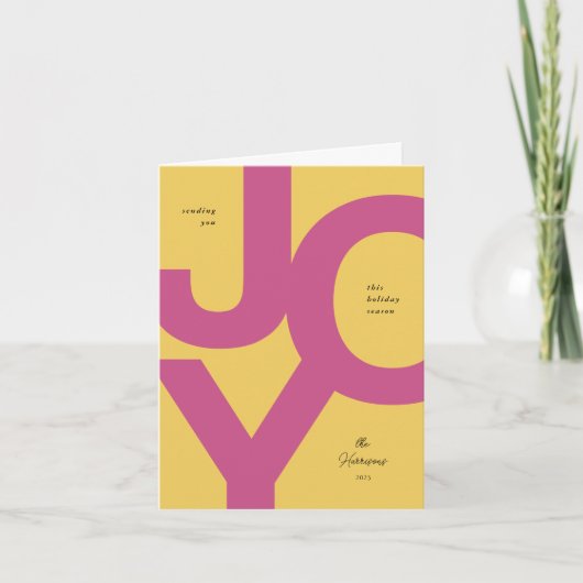 Bright Joy Pink & Yellow Carte de vacances non pho (Devant)