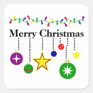Bright Joyeux ornements de Noël Stickers Carré