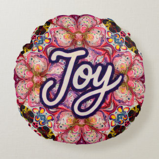 Bright Kaleidoscope Art Pillow – Joy Edition   Rond Kussen