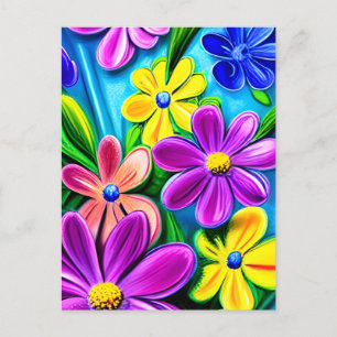Bright kleurrijke Daisy Flowers Briefkaart