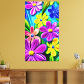 Bright kleurrijke Daisy Flowers Canvas Afdruk (Insitu (Woonkamer))