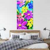 Bright kleurrijke Daisy Flowers Canvas Afdruk (Insitu (Slaapkamer))