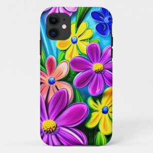 Bright kleurrijke Daisy Flowers iPhone 11 Hoesje