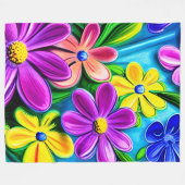 Bright kleurrijke Daisy Flowers Fleece Deken (Voorkant (Horizontaal))