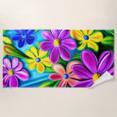 Bright kleurrijke Daisy Flowers Strandlaken (Voorkant)