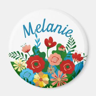 Bright kleurrijke Floral Bouquet gepersonaliseerd Magneet