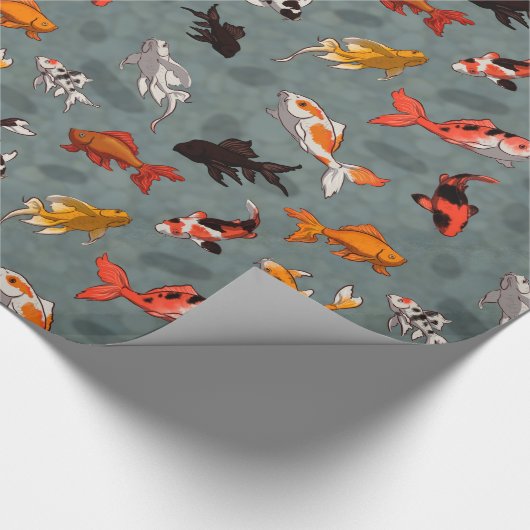 Bright Koi Fish Pond Pattern Cadeaupapier (Hoek)