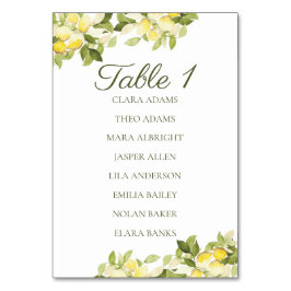 Bright Lemon Fresh Numeric Seating Chart Card Kaart