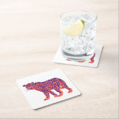 Bright Leopard Vierkante Kartonnen Onderzetter (Insitu)