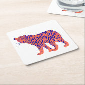 Bright Leopard Vierkante Kartonnen Onderzetter (Schuin)