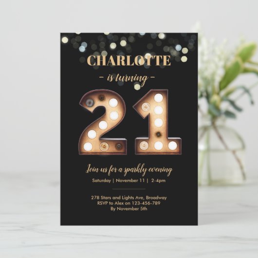 Bright Lights Invitation à 21e anniversaire (Debout devant)
