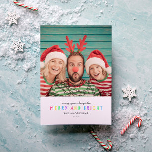 Bright Lights Single Photo Holiday Kaart