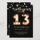 Bright Lights Sparkly 13e anniversaire invitation (Devant / Derrière)