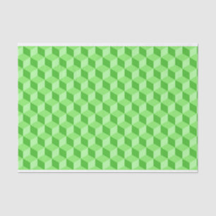 BRIGHT LIME GREEN GEOMETRIC CUBE PATTERS TISSUEPAPIER