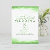 Bright Lime Green Waterverf Chic Modern Wedding Kaart (Staand voorkant)