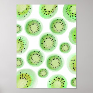 Bright Limoen Kiwi Abstract fruitpatroon Poster