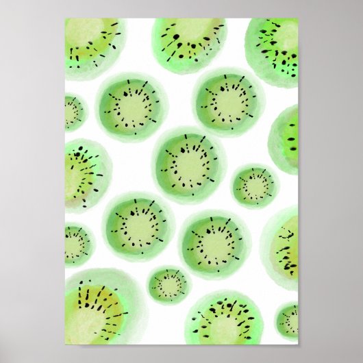 Bright Limoen Kiwi Abstract fruitpatroon Poster (Voorkant)