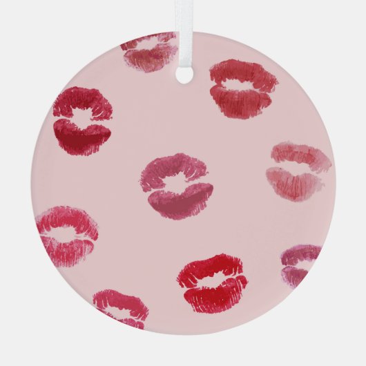 Bright Lips Imprints Valentijn Pattern Glas Ornament (Achterkant)