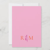 Bright Magenta Sinaasappel Eenvoudige Monogram Huw Kaart (Achterkant)