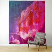 ** Bright Marble Hot Pink Blue Abstracte kunst Wandkleed (In situ)