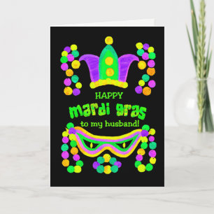 Bright Mardi Gras Kaart voor man op zwart