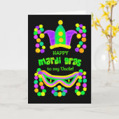 Bright Mardi Gras Kaart voor Uncle on Black (Gele Bloem)