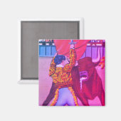 Bright Matador vermaakt menigte met stier Magneet (Voorkant / Achterkant)