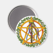 Bright Maypole Beltane Sun Pentacle Pagan Holiday Magneet (Voorkant / Achterkant)