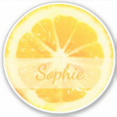 BRIGHT MEDITERRANEAN SUNSHINE YELLOW LEMON FRUIT STICKER (Voorkant)