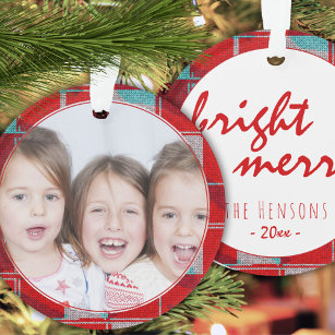Bright Merry Red Knit Tricot Famille Photo