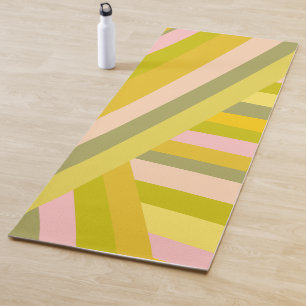 Bright Moderne Citrus Stripes Green en Roze Yogamat