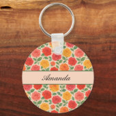 Bright Multicolor Roos Name Pattern Sleutelhanger (Achterkant)