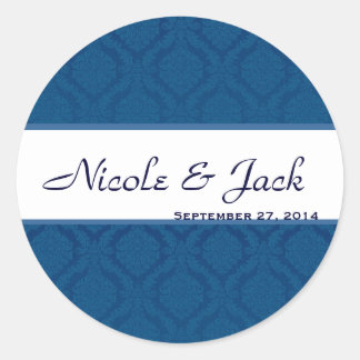 BRIGHT NAVY BLUE Diamond Damask Bruiloft Sticker