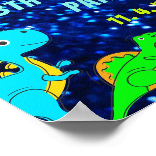 Bright Neon Dinosaurs Boys Affiche de bienvenue de (Coin)
