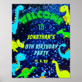Bright Neon Dinosaurs Jongens Party Welkomstbord Poster (Voorkant)