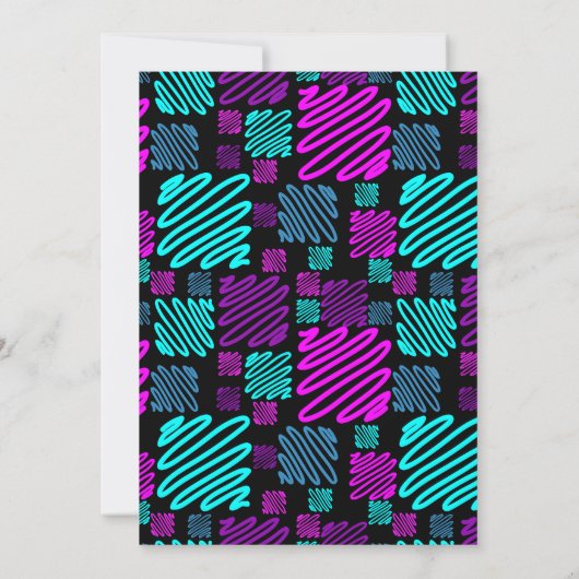 Bright Neon geometrisch patroon zwart 20e verjaard Kaart (Achterkant)